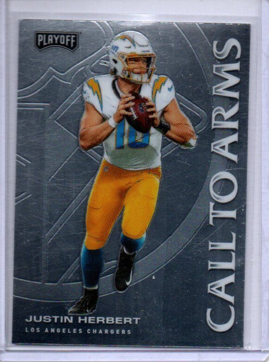 JUSTIN HERBERT 2020 PANINI PLAYOFF CALL TO ARMS ROOKIE RC #CA-19
