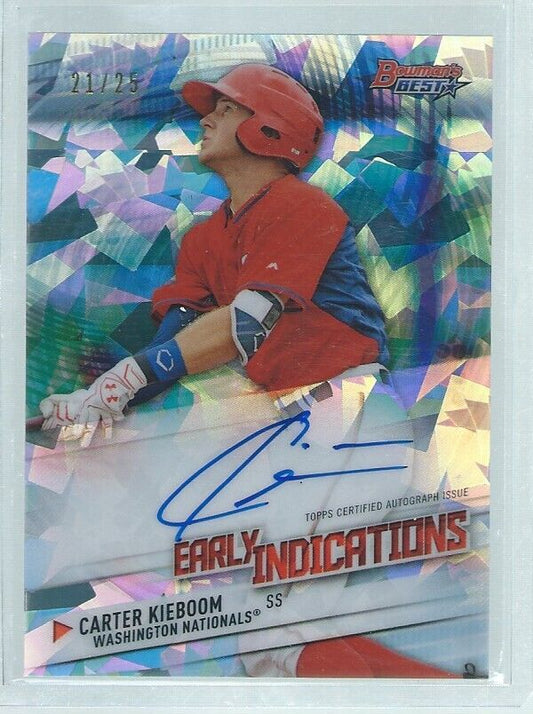 CARTER KIEBOOM 2018 BOWMAN'S BEST EARLY INDICATIONS ATOMIC REFRACTOR AUTO #D /25