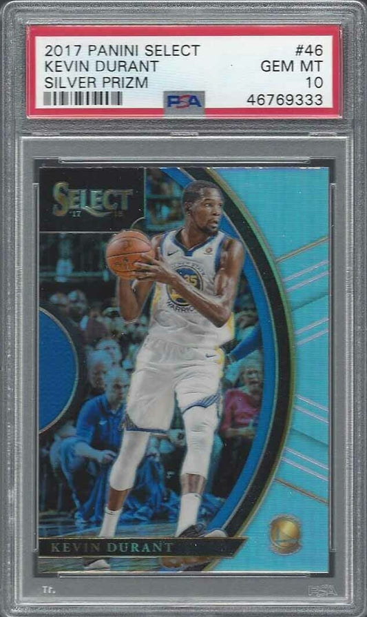 KEVIN DURANT 2017-18 PANINI SELECT SILVER PRIZM #46 PSA 10 GEM MINT POP 6