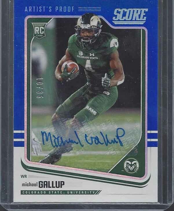 MICHAEL GALLUP 2018 SCORE ARTIST'S PROOF BLUE COWBOYS ROOKIE AUTO RC #D 10/35