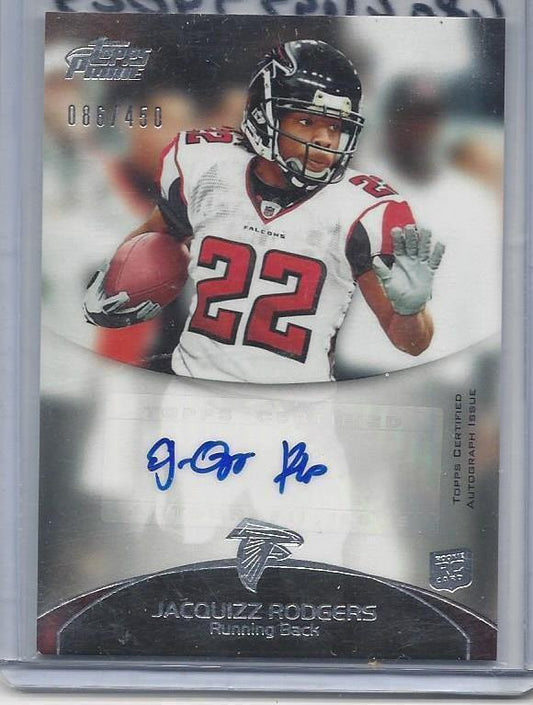 JACQUIZZ RODGERS 2011 TOPPS PRIME SILVER ROOKIE AUTO RC #D /450