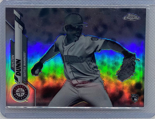 JUSTIN DUNN 2020 TOPPS CHROME BLACK AND WHITE NEGATIVE REFRACTOR RC #136