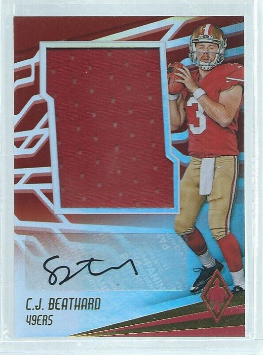 C.J. BEATHARD 2017 PANINI PHOENIX RED JERSEY AUTO RC #D 138/149