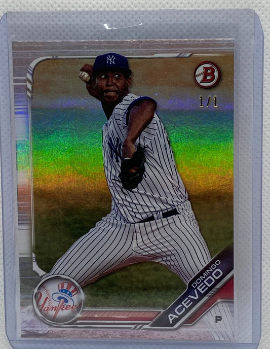 DOMINGO ACEVEDO 2019 TOPPS BOWMAN PLATINUM FOIL YANKEES PROSPECT #D 1/1