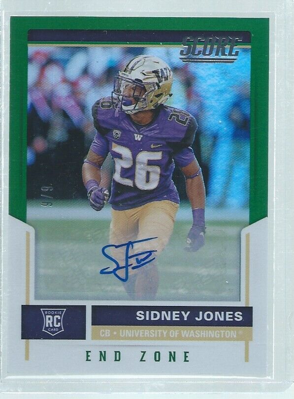 SIDNEY JONES 2017 PANINI SCORE END ZONE AUTO GREEN RC #D 6/6