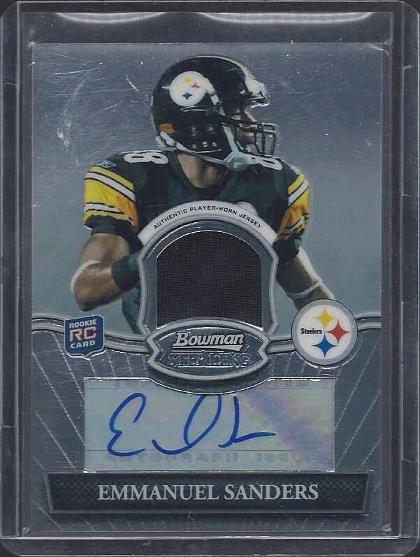 EMMANUEL SANDERS 2010 BOWMAN STERLING ROOKIE JERSEY AUTO RC