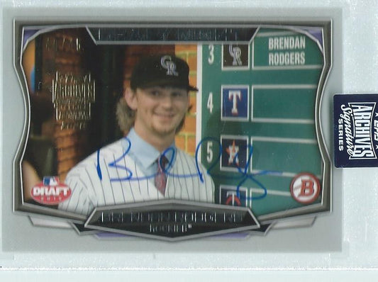 BRENDAN RODGERS 2020 TOPPS ARCHIVES 2015 DRAFT NIGHT ONCARD AUTO PROSPECT #D /45