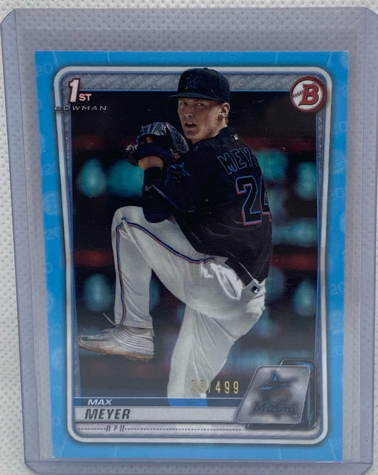 MAX MEYER 2020 TOPPS 1ST BOWMAN PROSPECT SKY BLUE #D 29/499
