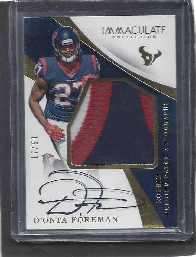 D'ONTA FOREMAN 2017 IMMACULATE COLLECTION 3 COLOR RPA JUMBO PATCH AUTO #D 17/99