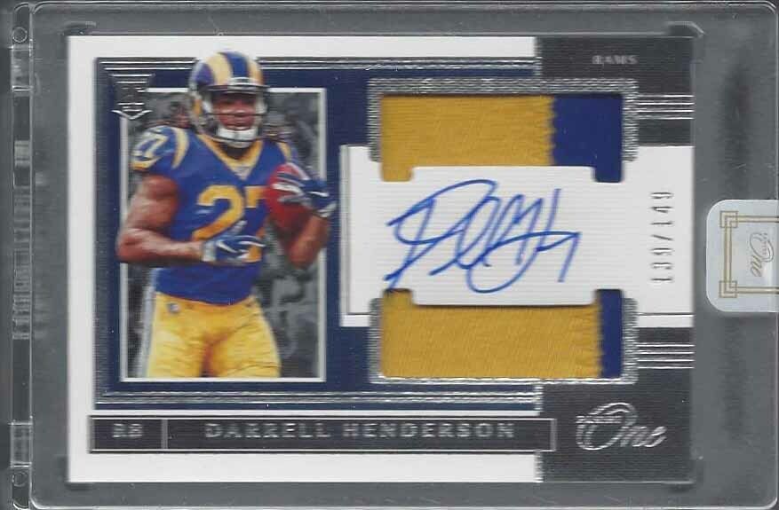 DARRELL HENDERSON 2019 PANINI ONE RPA RAMS DUAL PATCH ON CARD AUTO RC #D /149