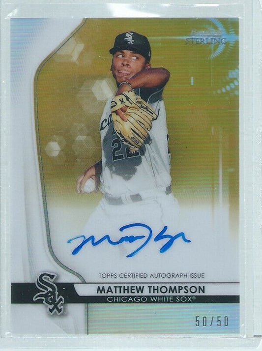 MATTHEW THOMPSON 2020 BOWMAN STERLING GOLD REFRACTOR ON CARD AUTO PROSPECT 50/50