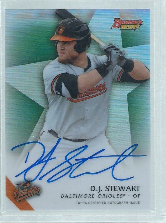 DJ STEWART 2015 BOWMAN'S BEST ON CARD AUTO PROSPECT REFRACTOR
