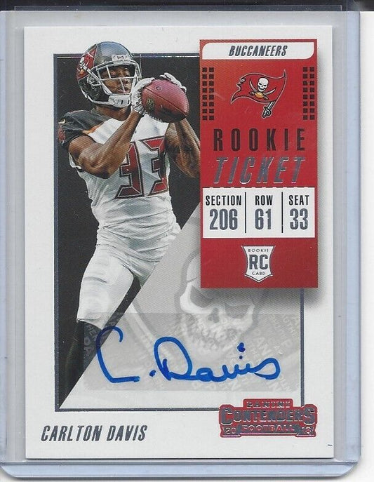 CARLTON DAVIS 2018 PANINI CONTENDERS ROOKIE TICKET AUTO SP VARIATION RC #260