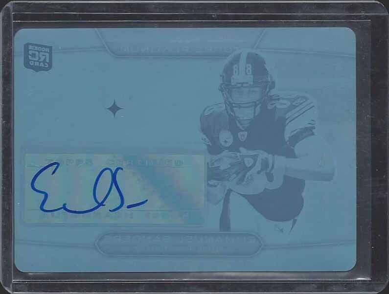 EMMANUEL SANDERS 2010 TOPPS PLATINUM CYAN PRINTING PLATE ROOKIE AUTO RC #D 1/1