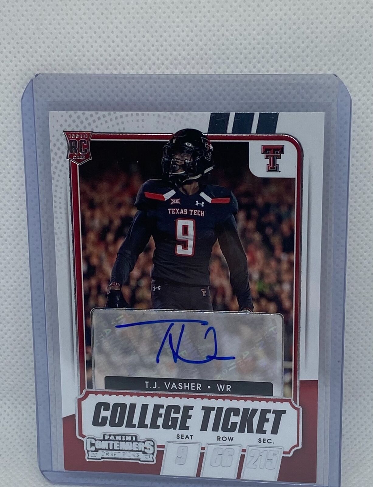 T.J. VASHER 2021 PANINI CONTENDERS DRAFT PICKS COLLEGE TICKET AUTO RC #243