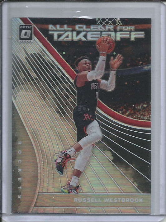 RUSSELL WESTBROOK 2019-20 DONRUSS OPTIC ALL CLEAR FOR TAKEOFF SILVER HOLO PRIZM