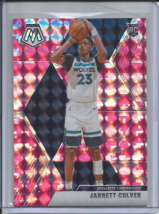 JARRETT CULVER 2019-20 PANINI MOSAIC CAMO PINK PRIZM ROOKIE RC TWOLVES #201