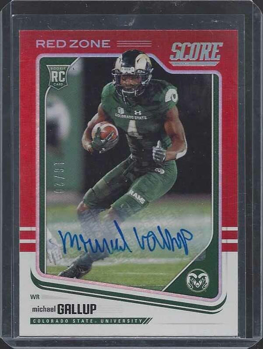 MICHAEL GALLUP 2018 SCORE RED ZONE COWBOYS ROOKIE AUTO RC #D 16/20