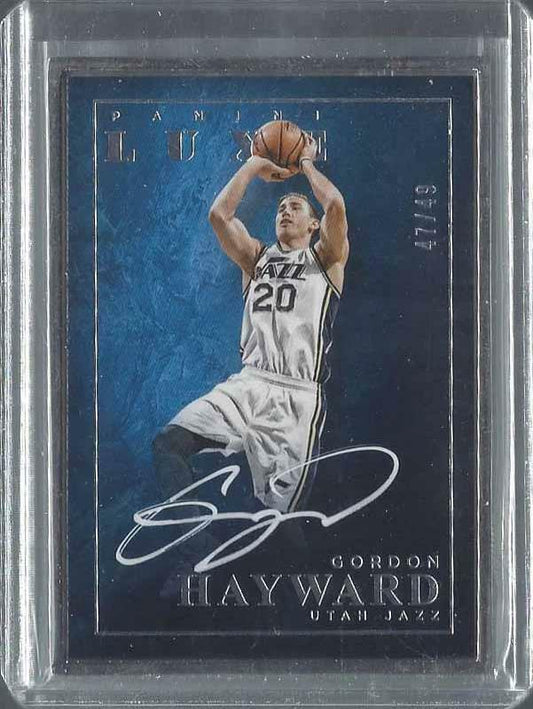 GORDON HAYWARD 2015-16 PANINI LUXE SILVER FRAME ON CARD AUTO #D 47/49