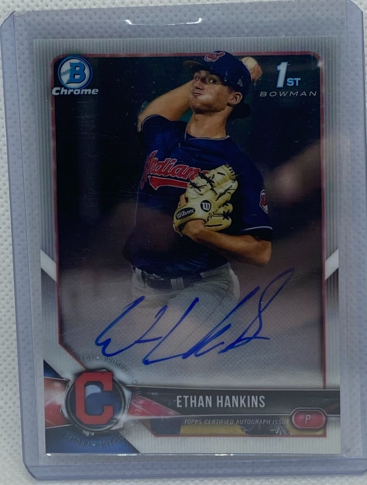 ETHAN HANKINS 2018 TOPPS 1ST BOWMAN CHROME PROSPECTS ON CARD AUTO #CDA-EH