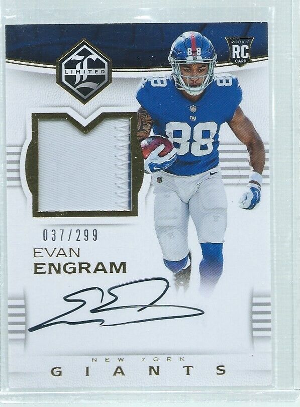 EVAN ENGRAM 2017 PANINI LIMITED 2-COLOR PATCH ON-CARD AUTO RC #D 37/299