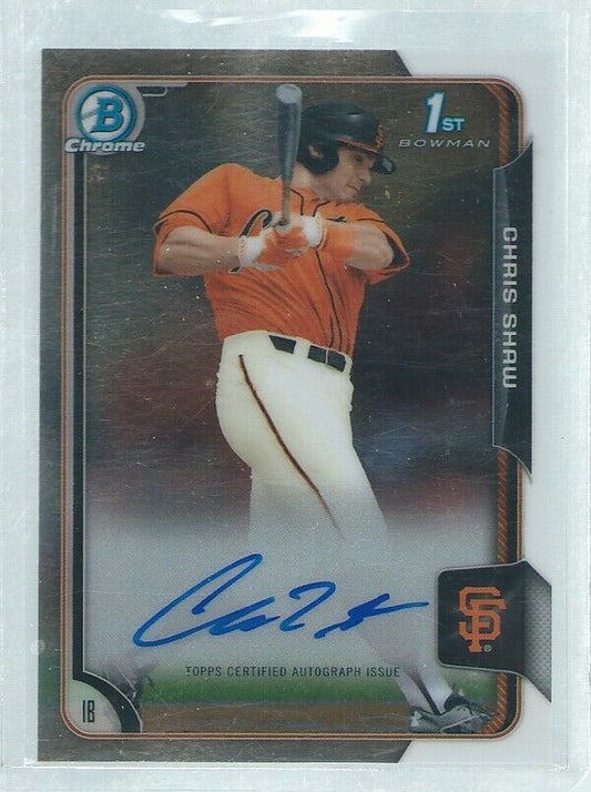 CHRIS SHAW 2015 BOWMAN CHROME 1ST ON CARD AUTO PROSPECT