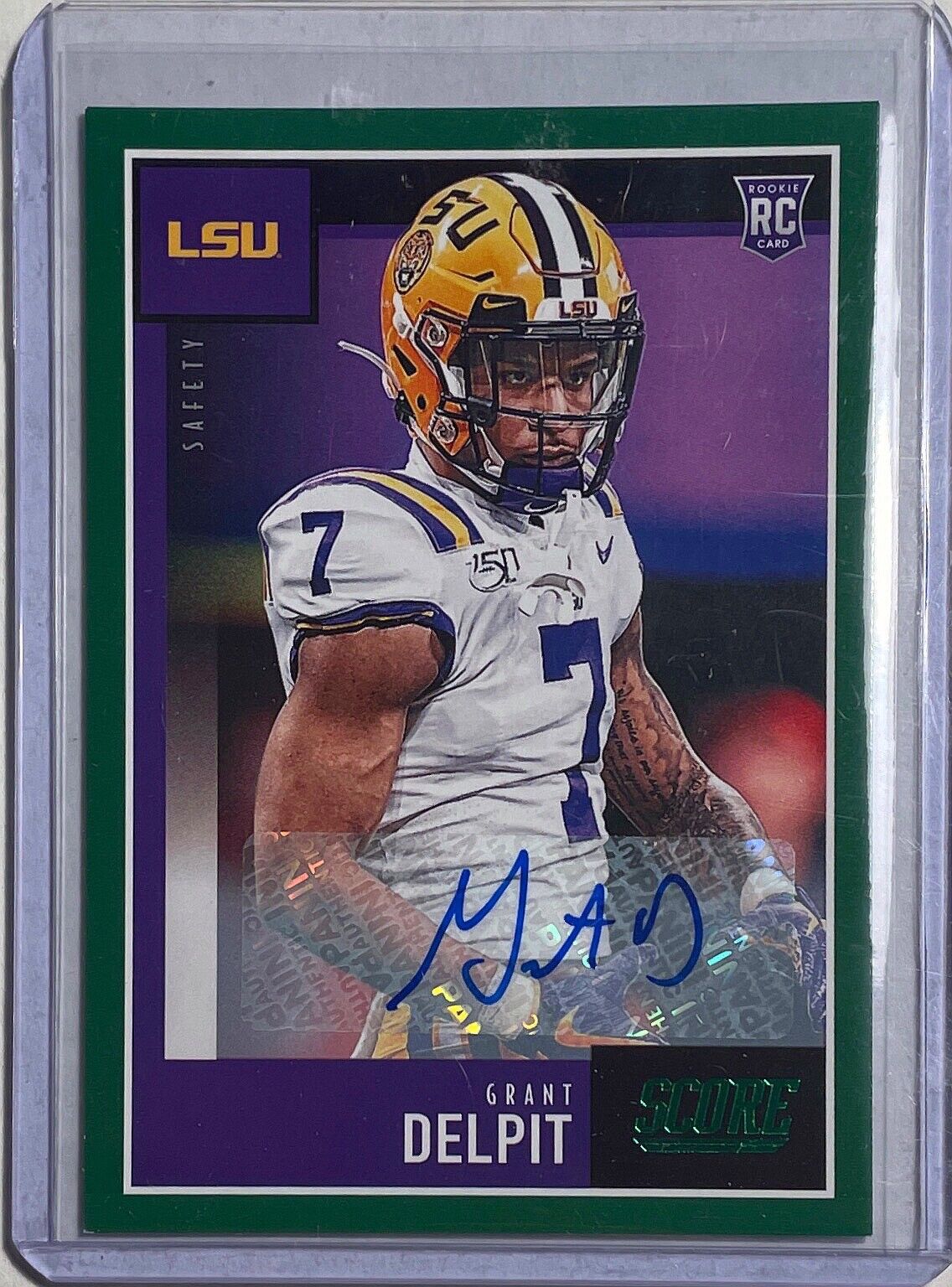 GRANT DELPIT 2020 PANINI SCORE AUTO GREEN ROOKIE RC #397