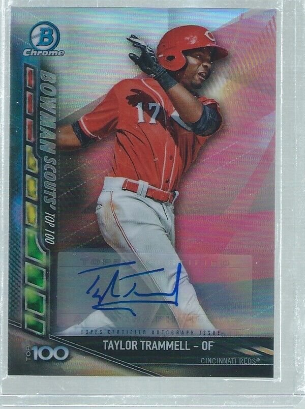 TAYLOR TRAMMELL 2017 BOWMAN CHROME SCOUTS TOP 100 AUTO PROSPECT REFRACTOR /150