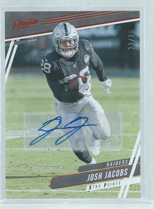 JOSH JACOBS 2020 PANINI PRESTIGE XTRA POINTS BRONZE AUTO #D 23/25