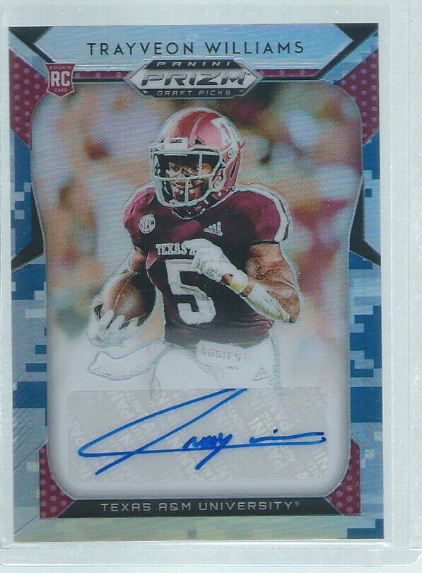 TRAYVEON WILLIAMS 2019 PANINI PRIZM DRAFT PICKS CAMO PRIZMS AUTO RC #D 1/25