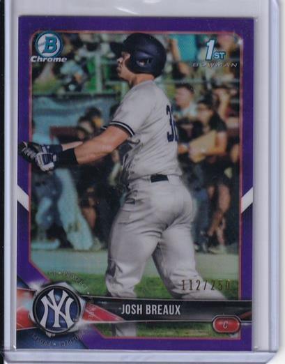 JOSH BREAUX 2018 BOWMAN CHROME PURPLE REFRACTOR 1ST PROSPECT #D 112/250