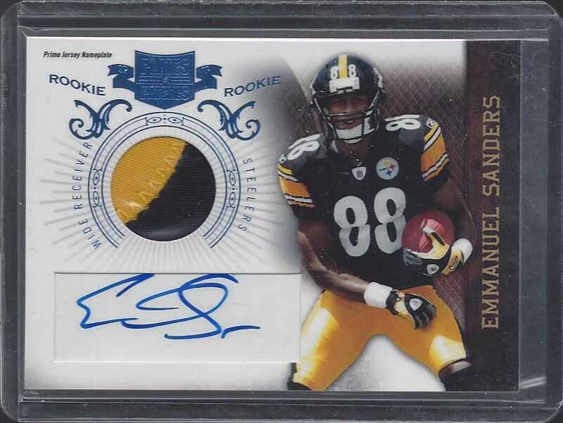 EMMANUEL SANDERS 2010 PLATES & PATCHES PLATINUM RPA ROOKIE PATCH AUTO RC #D 2/25