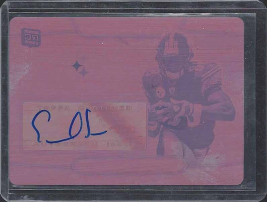 EMMANUEL SANDERS 2010 TOPPS PLATINUM MAGENTA PRINTING PLATE AUTO RC #D 1/1