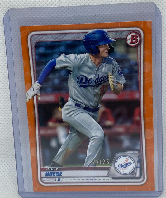 KODY HOESE 2020 TOPPS BOWMAN PROSPECT ORANGE #D 22/25