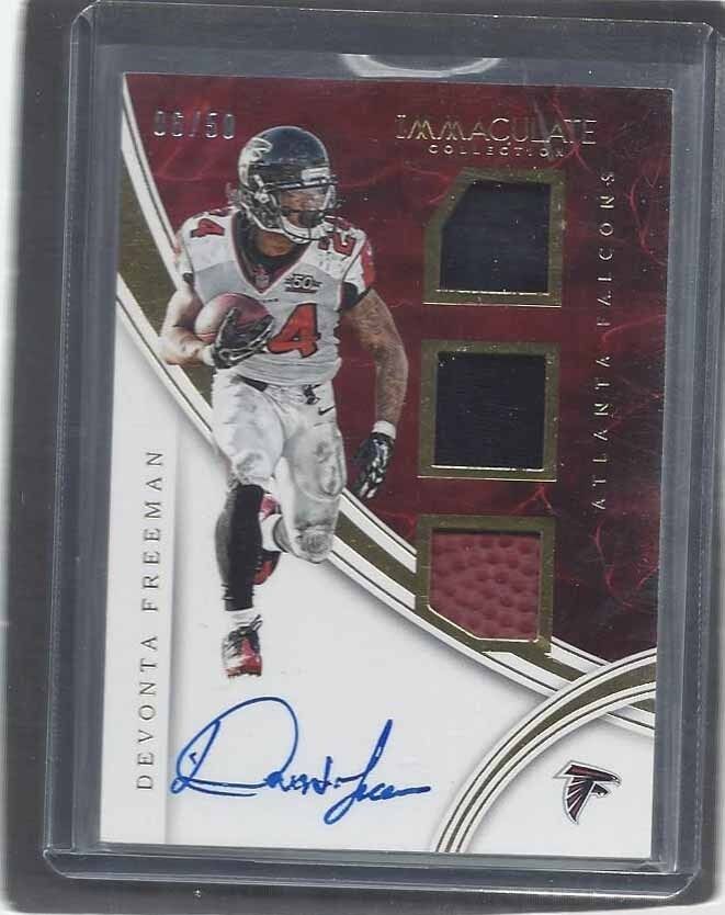 DEVONTA FREEMAN 2016 IMMACULATE TRIPLE JERSEY BALL FALCONS ON CARD AUTO #D 6/50