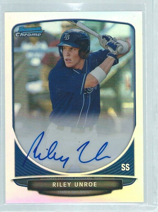 RILEY UNROE 2013 BOWMAN CHROME ON CARD AUTO PROSPECT REFRACTOR