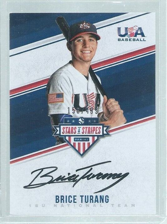BRICE TURANG 2018 USA STARS & STRIPES ON CARD AUTO PROSPECT #D 156/499