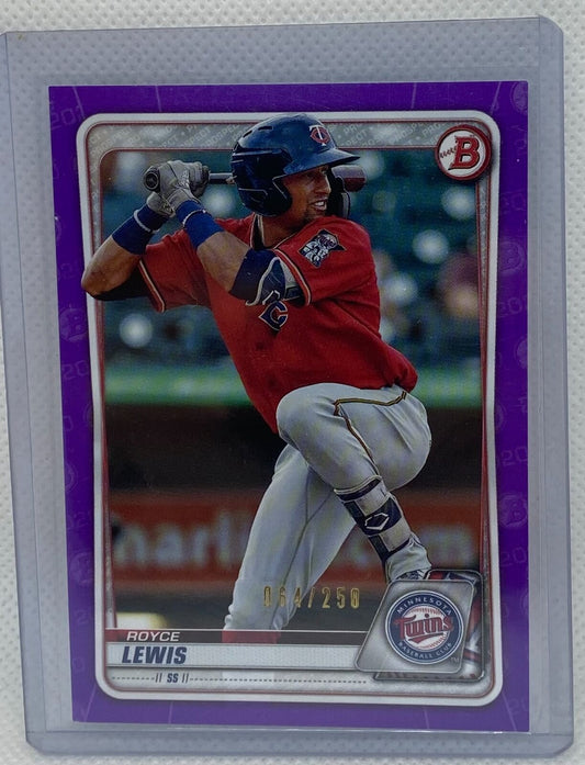 ROYCE LEWIS 2020 TOPPS BOWMAN PROSPECT PURPLE #D 064/250
