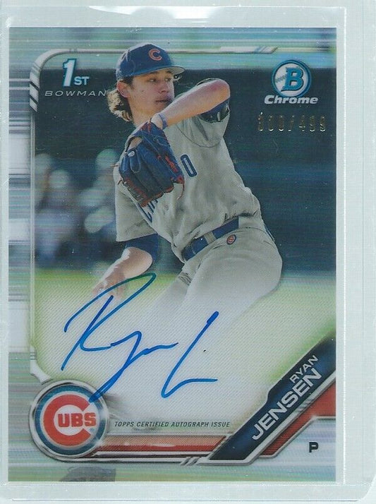 RYAN JENSEN 2017 BOWMAN CHROME ON CARD AUTO PROSPECT REFRACTOR #D /499