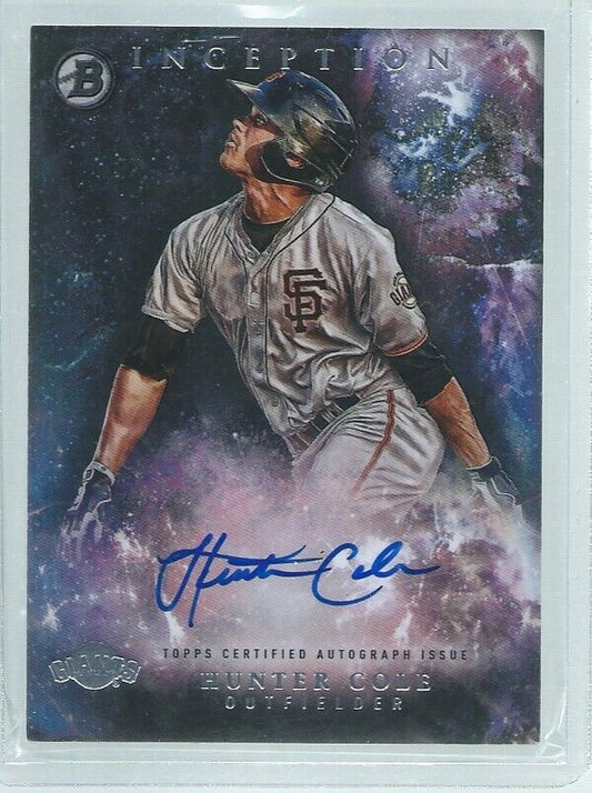 HUNTER COLE 2016 BOWMAN INCEPTION ON CARD AUTO PROSPECT