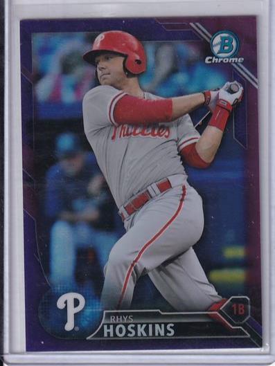 RHYS HOSKINS 2016 BOWMAN CHROME PROSPECT PURPLE REFRACTOR #D 023/250