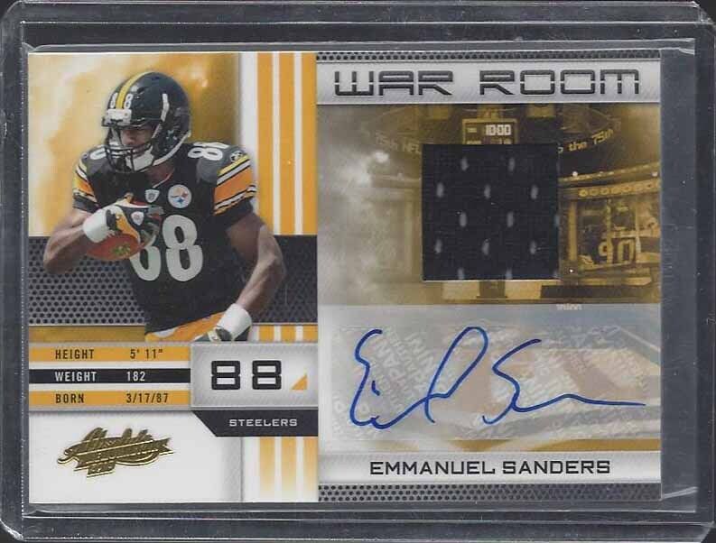 1/1 EMMANUEL SANDERS 2010 ABSOLUTE WAR ROOM JERSEY AUTO RC #D 24/25