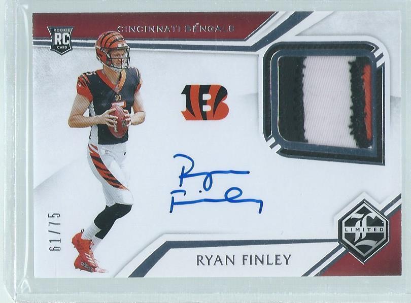 RYAN FINLEY 2019 PANINI LIMITED RPA 3 COLOR PATCH ON CARD AUTO RC #D 61/75