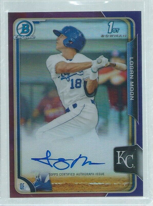 LOGAN MOON 2015 BOWMAN CHROME 1ST ON CARD AUTO PROSPECT PURPLE REFRACTOR #D /250