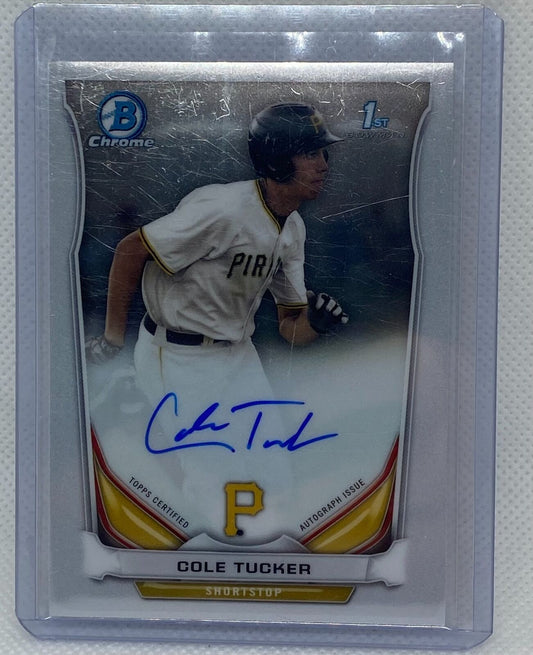 COLE TUCKER 2014 TOPPS 1ST BOWMAN CHROME PROSPECTS ON CARD AUTO #BCA-CT