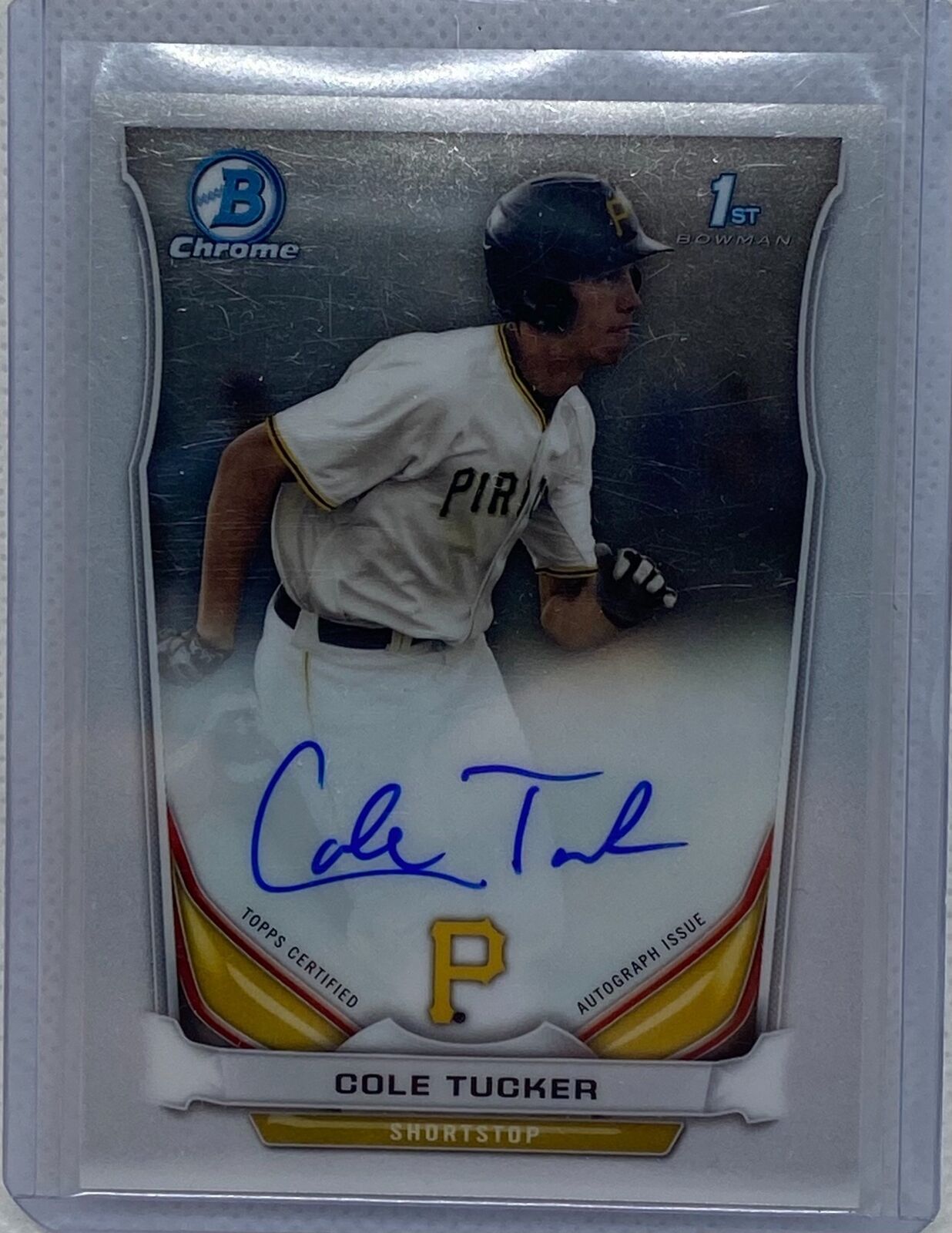 COLE TUCKER 2014 TOPPS 1ST BOWMAN CHROME PROSPECTS ON CARD AUTO #BCA-CT