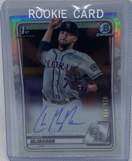 CHRIS MCMAHON 2020 TOPPS 1ST BOWMAN CHROME PROSPECTS REFRACTOR AUTO #D /499