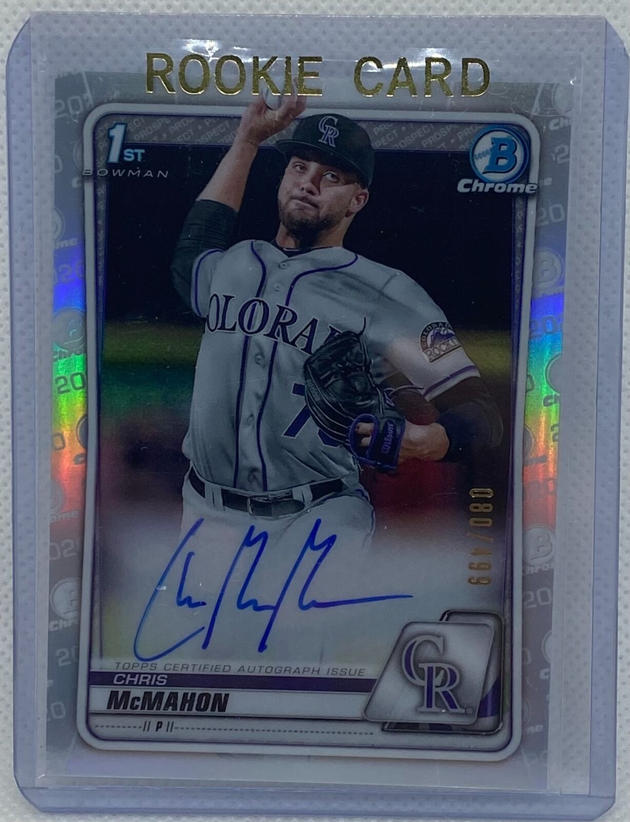 CHRIS MCMAHON 2020 TOPPS 1ST BOWMAN CHROME PROSPECTS REFRACTOR AUTO #D /499