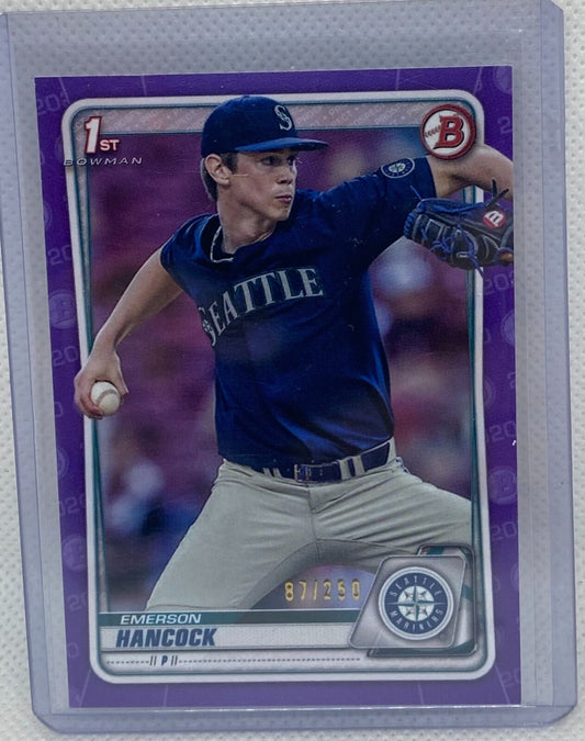 EMERSON HANCOCK 2020 TOPPS 1ST BOWMAN PROSPECT PURPLE #D /250