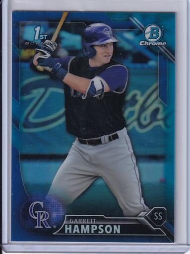 GARRETT HAMPSON 2016 BOWMAN CHROME BLUE REFRACTOR 1ST PROSPECT #D 075/150
